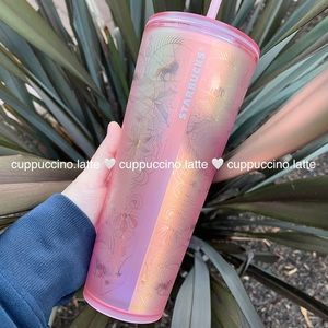 ✨LAST ONE💗Starbucks 2022 Holiday ‘Light Pink Lace’ Soft Touch Sheen Tumbler